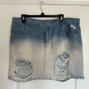 Distressed Denim Skirt